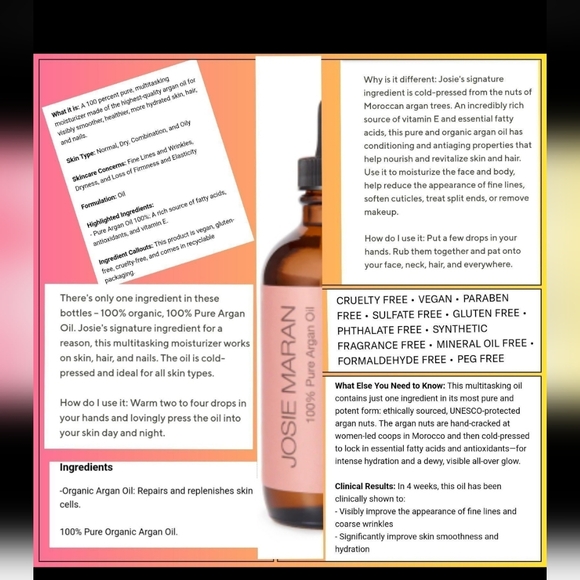 Josie Maran 100% Pure Argan Oil 4floz 120ML - Picture 9 of 16